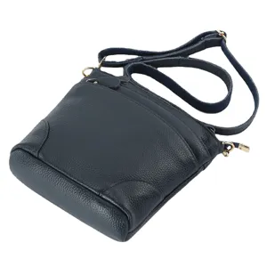 Genuine leather crossbody shoulder bag for women, classic pebbled design casual daily.