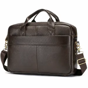Men Business Briefcase Genuine Leather Retro Top Layer Cowhide Laptop Handbag Urban Minimalist Office Travel Bag