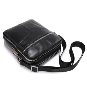 Genuine leather men's messenger bag, business casual crossbody shoulder bag for daily use.