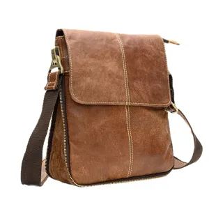 Genuine Leather Men Shoulder Bag Vintage Brown Crossbody Bag Business Casual Handbag