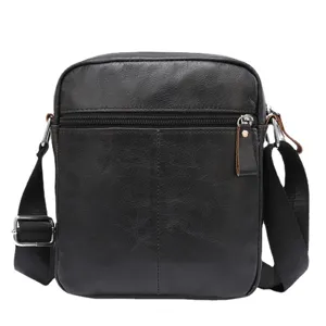 Men's leather messenger bag vintage crossbody shoulder bag for daily casual business use main view