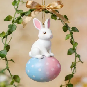 Easter Acrylic Bunny Egg Hanging Ornament Cute Cartoon Rabbit Car Rearview Mirror Backpack Pendant Home Decor