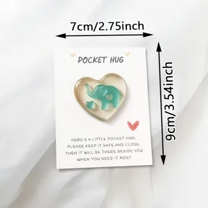 Mini Acryl Elefant Pocket Hug Mit Inspirierendem Zitat Grußkarte Taschen Token Geschenk Für Freunde Familie Heimdekoration