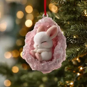 Ornement Suspendu d'Arbre de Noël Animal Acrylique Mignon Hibou Grotte de Cristal Pendentif Fête Cadeau