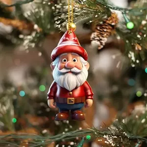 Christmas gnome hanging ornament, festive holiday party acrylic car interior pendant decor.