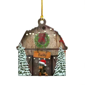 Ornement suspendu en acrylique teckel de Noël décoration de fête d'arbre neuf cadeau