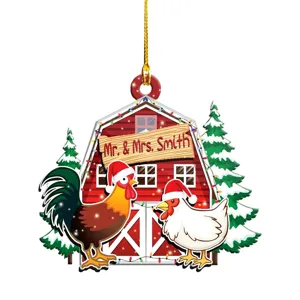 Noël cartoon poulet acrylique suspendu ornement ferme vacances fête décoration