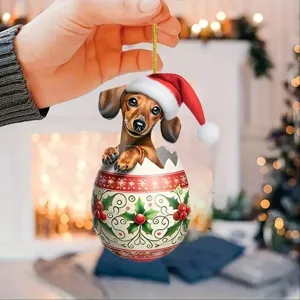 Noël teckel chien suspendu ornement fête arbre vacances maison voiture décoration cadeau pendentif
