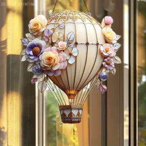 2D acrylic hot air balloon hanging ornament floral window home party decoration gift