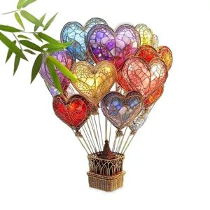 Colorful heart hot air balloon acrylic hanging ornament for romantic valentine decor
