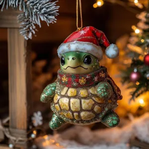 Acryl Weihnachten Schildkröte Hängeornament Süße Cartoon Schildkröte Weihnachtsbaum Dekoration Feiertag Geschenk Party Dekor