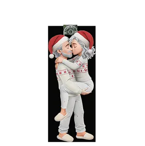Christmas elderly couple acrylic car hanging ornament cute cartoon rearview mirror pendant