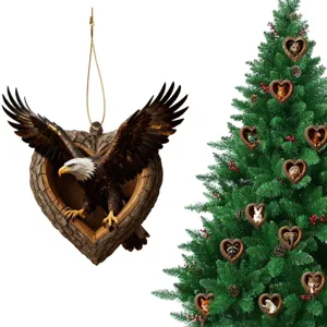 Acrylic Christmas Tree Hanging Ornament Heart Treehouse Forest Animal Pendant Festive Home Decor Holiday Party Supplies