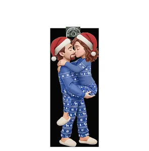 Christmas Couple Acrylic Car Rearview Mirror Pendant Backpack Hanging Ornament Decor