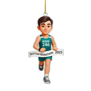 Marathon running acrylic hanging ornament car rear view mirror decoration gift idea