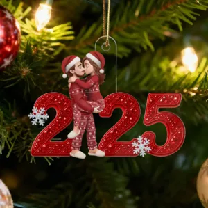 Christmas 2025 couple acrylic hanging ornament for car rearview mirror holiday home decor gift