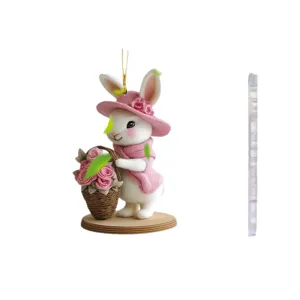 Easter cute rabbit acrylic 2D pendant keychain car rearview mirror backpack charm