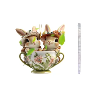 Easter rabbit coffee cup 2D acrylic car hanging ornament cute backpack backpack pendant