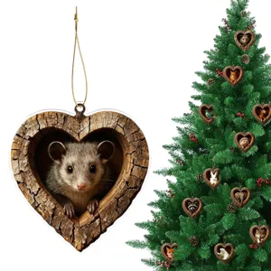 Cute forest animal heart tree house acrylic Christmas tree hanging ornament decoration