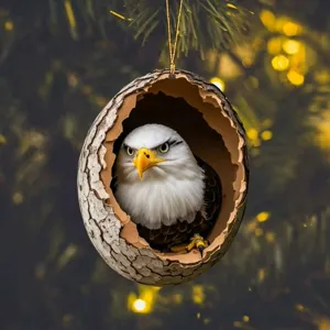 Acrylic bald eagle Christmas tree hanging ornament, festive holiday home decoration pendant.