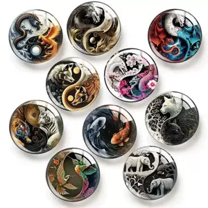 Acrylic Tai Chi Animal Refrigerator Sticker Time Gem Decorative Patch Cute Tiger Dragon Wolf Home Decor Craft Accessory