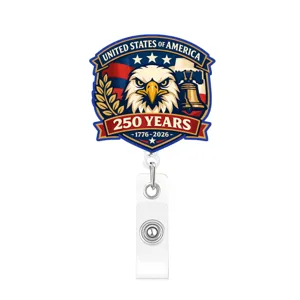 Einziehbarer Ausweishalter mit US-250-Jahre-Jubiläums-Adler-Design für Mitarbeiterausweise.