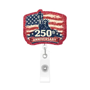 USA 250th Jubiläum Ausweishalter mit Freiheitsstatue Design einziehbarer Jojo Badge.