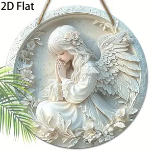 Round angel wall hanging plaque vintage resin decorative sign for home room decor