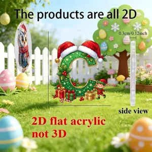 2D Acrylic Christmas Letter C Pendant Hanging Ornament Holiday Party Gift Decor 1pc