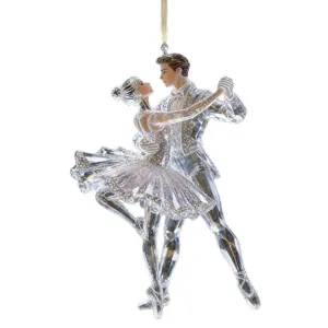 Pendentif suspendu de couple de danseurs de ballet transparent avec paillettes pour décoration.