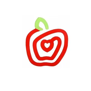 Red and green apple shaped acrylic paperclip, creative DIY heat transfer ornament, detail view.