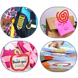 Acrylic sublimation paper clips detail showing pencil and apple shapes used on bags and notes.