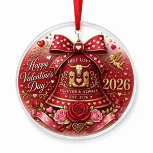 Valentine's day acrylic hanging ornament with red bell cowboy boots design for home and car decor