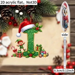 Christmas 2D Acrylic Letter I Hanging Ornament Flat Holiday Tree Party Decor Gift