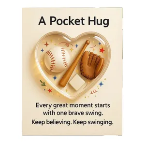 Pocket hug baseball token card acrylic heart souvenir gift for sports lovers fans