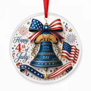 Acrylic US Independence Day hanging ornament, 250th anniversary liberty bell holiday decor.