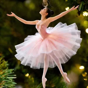 Pendentif voiture fille ballerine rose decoration sac elegante princesse jupe rose