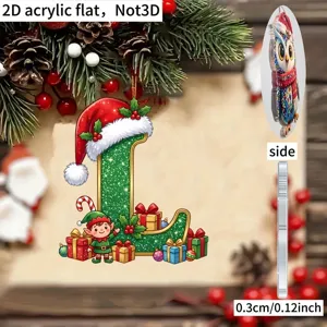 2D Acrylic Christmas Letter L Hanging Ornament Holiday Tree Decoration Party Gift 0.3cm