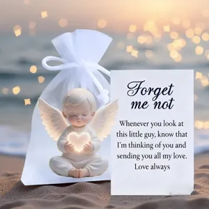 Christmas pocket card angel ornament with organza pouch and greeting card gift set.