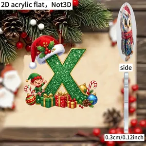 2D acrylic Christmas letter X hanging ornament festive party decoration gift pendant tree decor