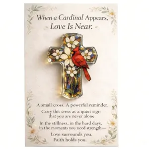 Kardinal Taschenumarmung Kreuz Andenken Karte mit inspirierendem Gedicht Trauergeschenk.