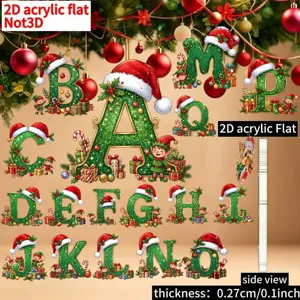 2D Acrylic Christmas Tree Alphabet Letters Pendant Hanging Ornament Festive Holiday Xmas Party Decor Gift
