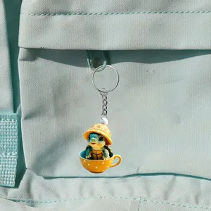 Printed Cute Cartoon Little Turtle Acrylic Keychain Fashion Bag Pendant Car Rearview Mirror Hanging Ornament
