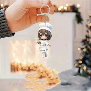 Süß Chef Mädchen Schlüsselanhänger Acryl Cartoon Anime Tasche Anhänger Charme Mode Schlüsselring Rucksack Dekoration Zubehör