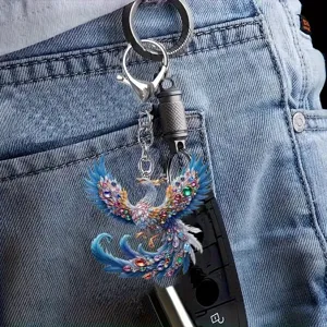 Acryl Phönix Vogel Schlüsselanhänger stilvoller Taschenanhänger und Autozubehör für den Alltag.