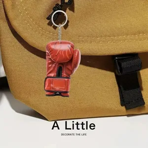 Roter Acryl Boxhandschuh Schlüsselanhänger 2D flacher Anhänger für Schlüssel und Tasche.