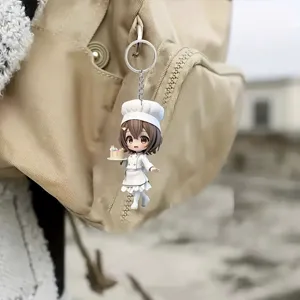 Süßer Anime Koch Mädchen Acryl Schlüsselanhänger, niedlicher Kuchen Anhänger für Rucksack.