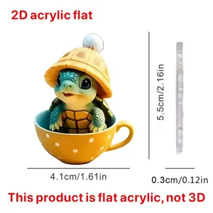 Cute 2D acrylic turtle keychain flat ornament pendant car rearview mirror accessory backpack