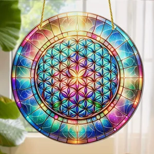 De Levensbloem acryl zonnevanger hangend ornament voor raam en kerstdecoratie.