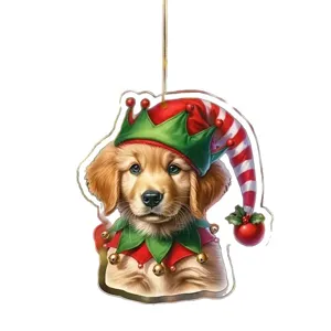 Natale carino cucciolo acrilico appendiabiti ornamento per decorazione auto festa vacanza